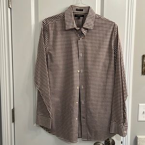 Banana Republic Men’s Camden Fit Non-Iron Brown Checkered Dress Shirt M
